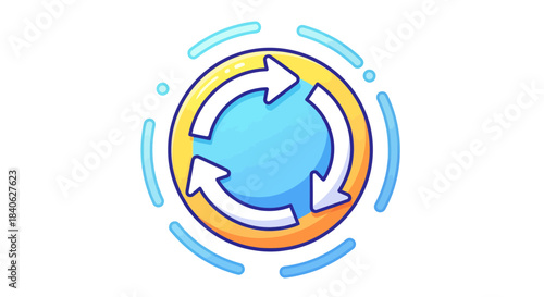 Circular arrows rotation symbol illustrative of processes, dynamics, and continuous movement