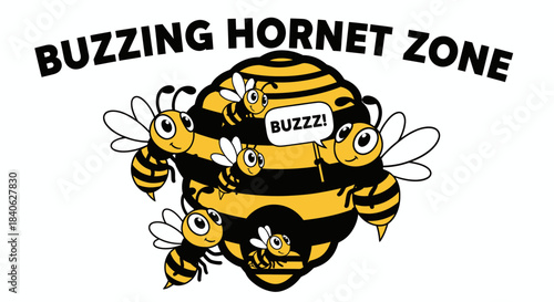 Cheerful Bees In A Beehive Greeting And Announcing Their Buzzing Hornet Zone Area