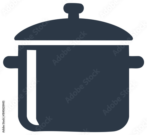Illustration of a cooking pot with lid, flat design, icon for recipe applications.