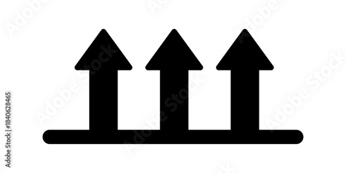 Icon of three upward-pointing arrows in black, representing growth, progress, or improvement. Ideal for use in business, financial, or motivational designs highlighting advancement and positive change