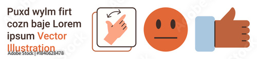 Communication tools, user feedback, interface design, nonverbal cues, instructional graphics, emotional . Hand rotating gesture, neutral face thumbs-up icons. Communication tools and user feedback
