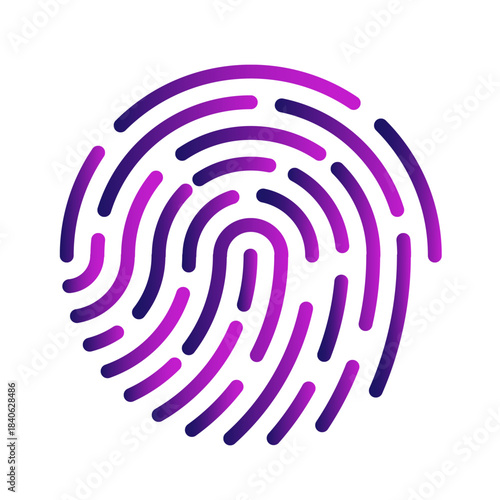 Fingerprint icon in purple gradient design, symbolizing identity, security, or personalization, ideal for use in cybersecurity, authentication, or privacy-related graphics