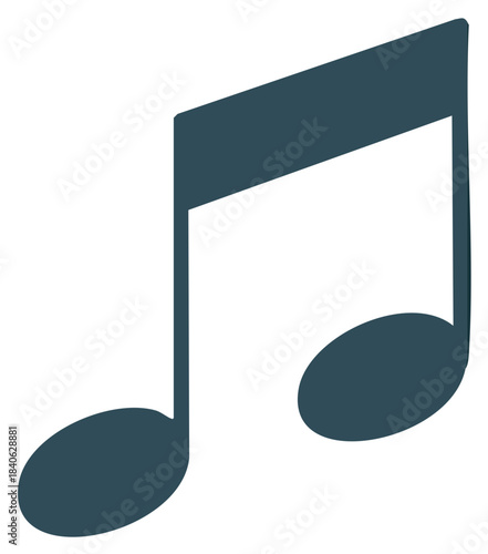 Music Notes Illustration of Eighth Notes with Flag, Note Heads, and Staff Line Isolated on White