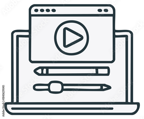 Digital video content playback and editing on modern laptop computer display interface