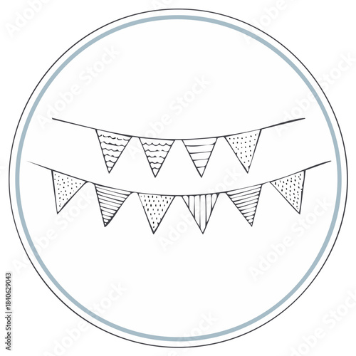 Celebration Party Bunting with Triangle Flags Decoration in Circle