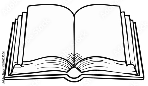 Open book illustration with blank pages and thick spine ready for content