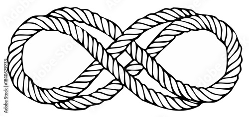 Infinity Knot Illustration: Woven Rope Symbol of Eternity and Connection