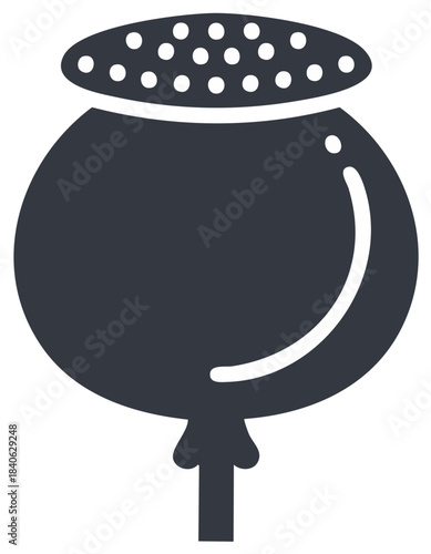 Stylized Poppy Seed Head Dark Gray Tone Simple Symbol Poppyseed Capsule