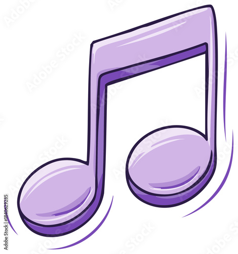 Purple musical note symbol for sound and melody