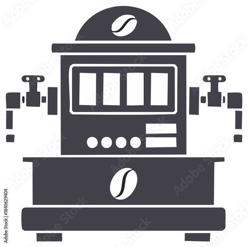 Modern Coffee Machine, Cafe Equipment Illustration, Espresso Maker Icon, Dark Grey Silhouette
