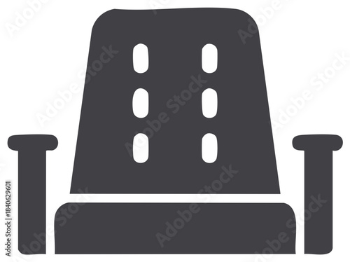 Simplified office armchair icon illustration, conference room seating with comfort and support design