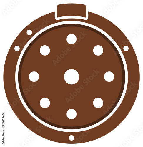 Brown electrical connector with multiple pins, simple vector graphic