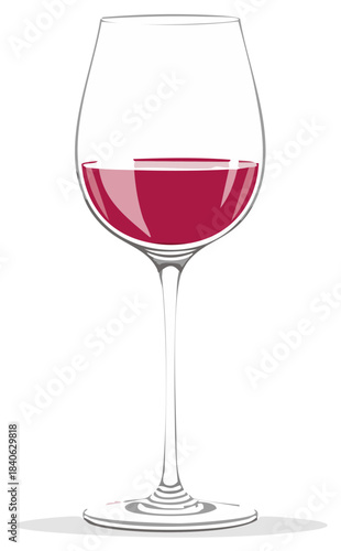 Elegant Vector Illustration of a Red Wine Glass with Crimson Drink