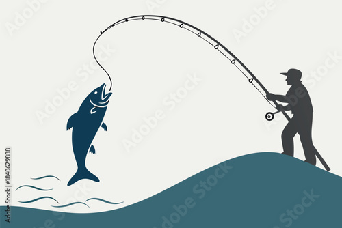 silhouette of a man fishing