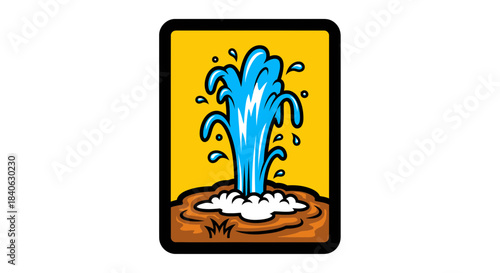 Cartoonish Eruption Displaying Water, Colorful And Bold Presentation, Natural Wonder