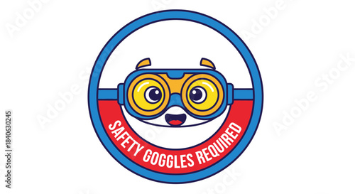 Cartoonish Goggles Mascot Signifying Safety Protocol and Workplace Regulations Compliance