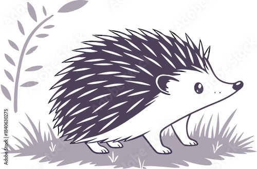 A cute cartoon illustration of a flying eagle silhouette and a wild hedgehog vector drawing are great design symbols for a black animal tattoo