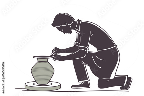 Cartoon vector illustration of a fun business person character, male or female, drinking a cup of coffee or tea