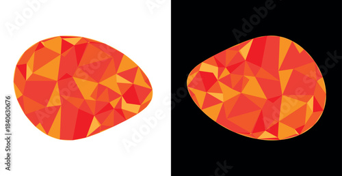 Abstract Geometric Gemstone Shapes on White and Black Backgrounds