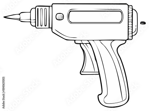 Retro style electric soldering iron outline drawing for repair and crafting
