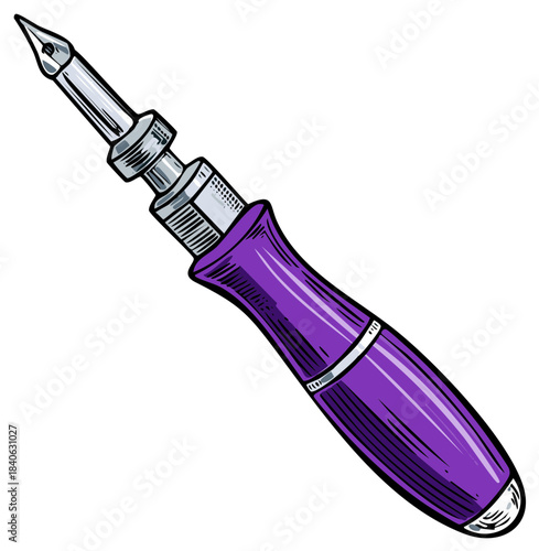 Purple Handheld Soldering Iron with Metal Tip