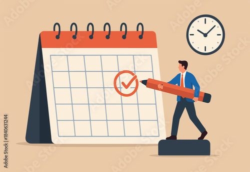 Calendar date event, reminder for meeting schedule or appointment, work deadline mark or weekly plan, important business date concept, businessman circle mark on important date event on calendar.