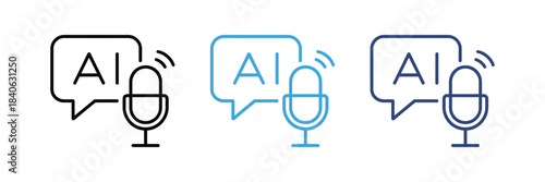 AI Voice Icon. Artificial Intelligence Speech Recognition Microphone Vector illustration