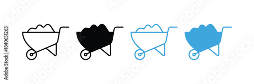 wheelbarrow icon set. gardening symbol. barrow symbol. vector illustration 