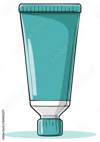 Blank teal tube for cosmetic cream or toothpaste cartoon vector illustration