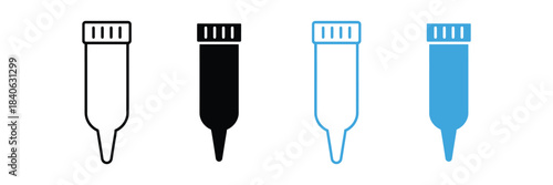 microcentrifuge tube icon set. eppendorf tube, laboratory equipment symbol. vector illustration 