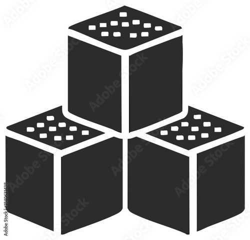 Monochromatic Stacked Sugar Cubes Icon Graphic For Sweetness Or Ingredient