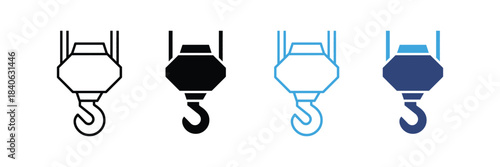 Crane hook icon set. industrial machinery symbol. vector illustration