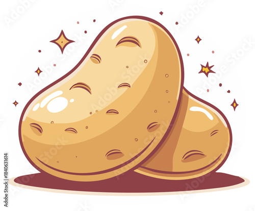 Vibrant Cartoon Potatoes Vector Illustration Fresh Organic Vegetables Food Ingredient