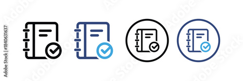 Checklist icon. document with checkmark icon. notebook symbol. task completed icon. verification success symbol. vector illustration 