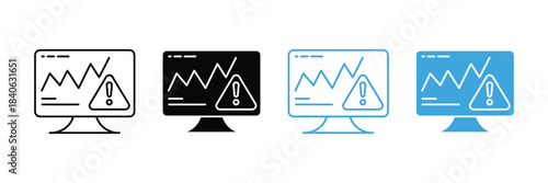 monitoring, alert, error, warning, data, analytics, computer, graph icon set. vector illustration 