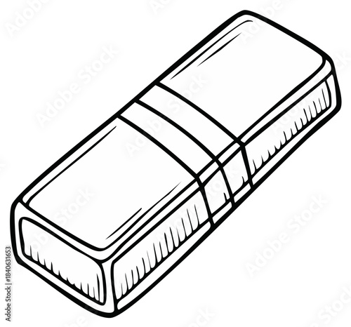 Black and white eraser illustration, cartoon style.