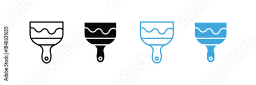 paint scraper, putty knife icon set. painting tool symbol 