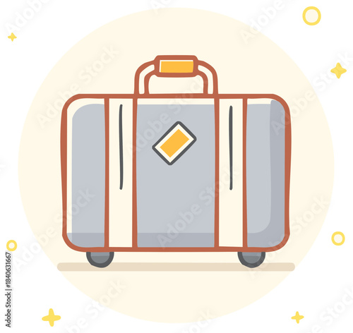 Cute doodle illustration of a rolling suitcase for travel and vacation