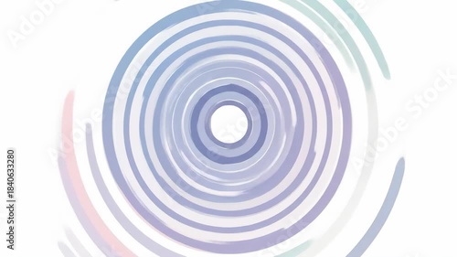 Abstract rotating pastel colored rings on a clean white background.