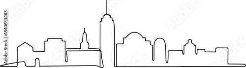 Continuous Line Art of Hobart Skyline with Salamanca Buildings Minimal Outline Illustration