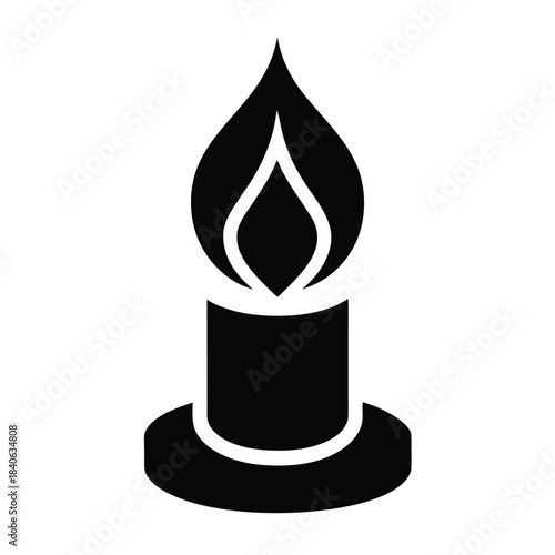 Candle flame icon wax fire solid flat vector minimalist design