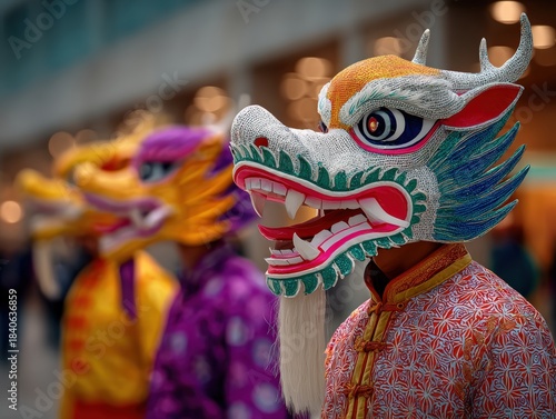 Vibrant Chinese New Year Festival with Traditional Performers