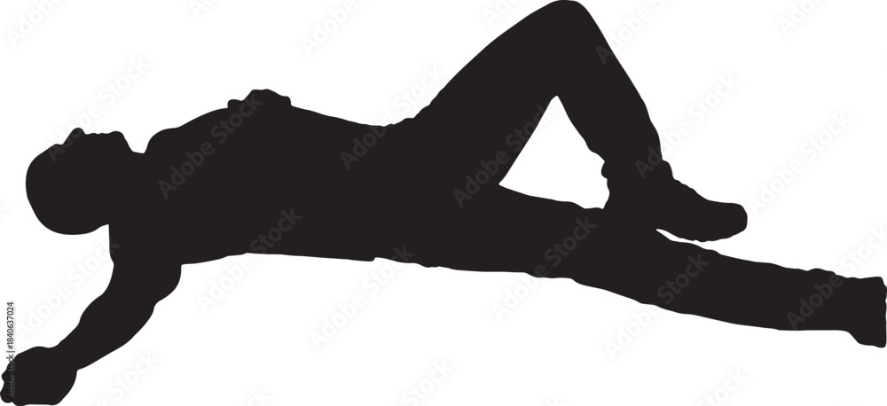 Naklejka premium vector, silhouette of a man lying on the floor face up relaxed