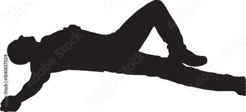 vector,  silhouette of a  man lying on the floor face up relaxed
