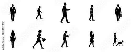 Silhouettes of people for digital model of architecture and urbanism Vector illustration
