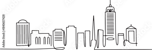 Continuous Line Art of Johannesburg Skyline from Maboneng District Minimal Outline Illustration