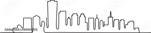 Continuous Line Art of Johannesburg Skyline from Maboneng District Minimal Outline Illustration