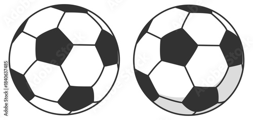Soccer ball vector, classic sport design, minimal outline illustration on transparent background
