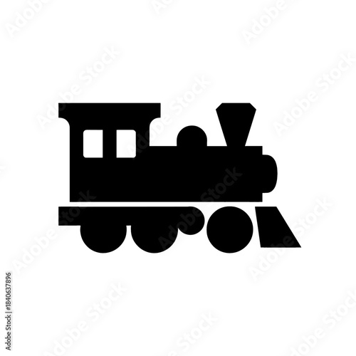Vector train icon black and white illustration transportation locomotive railway engine travel design element