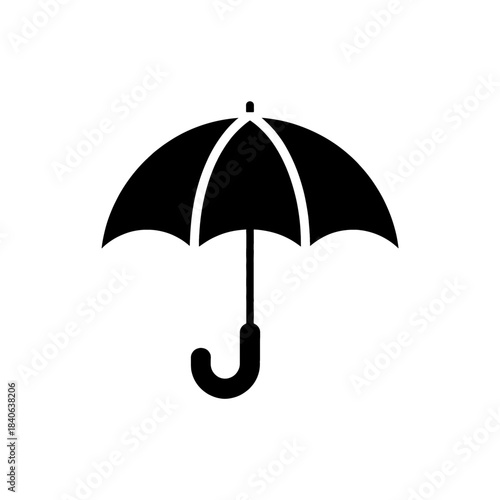 Umbrella vector icon black and white rain protection weather forecast equipment parasol accessory design